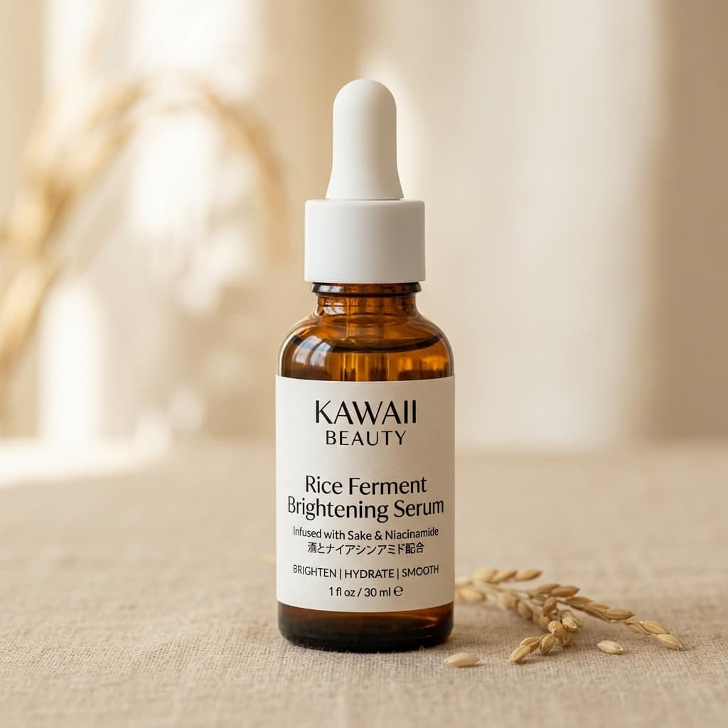 Rice ferment brightening serum for glass skin hydration